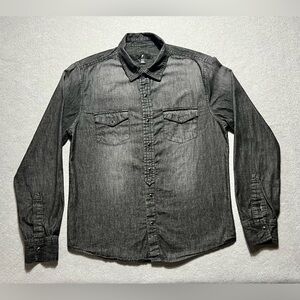 Lightning Bolt Men’s Small Black Western Pearl Snap Shirt Cowboy Style